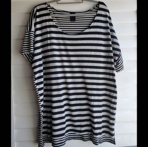 Striped casual loose crewneck t shirt